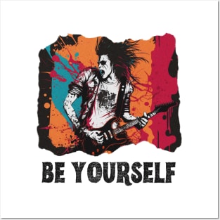 Be Yourself Rockstar Design, Rock n Roll Merch, Vibrant Colors guy, Inspiring, Inner Rocker, Musician Posters and Art